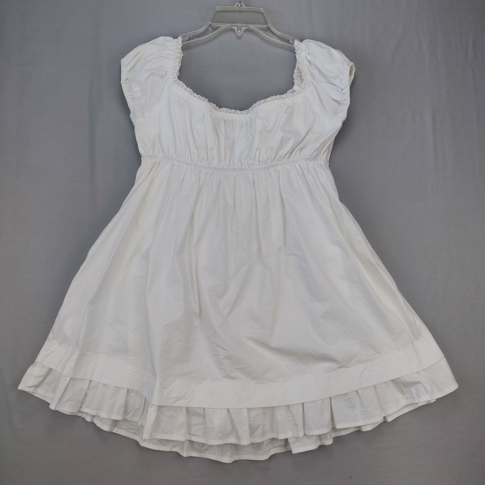 Cotton Candy LA Romper Women L White Mini Dress Cottagecore Lace Ruffle Pockets - Picture 2 of 9